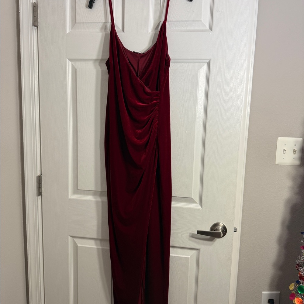 Fashion Nova Wine Red Draped Maxi Slip Dress